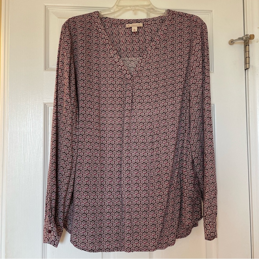 Women’s Dress Barn Purple/Black/White Long-Sleeve Top, Size XL